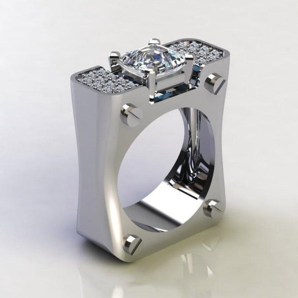 🎀 Punk Refine Cubic Princess Zircon Diamond Filled Ring for Women/Man, P… - Picture 1 of 6